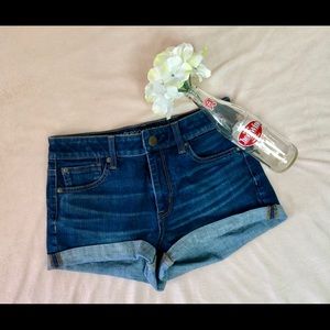 Medium wash denim shorts